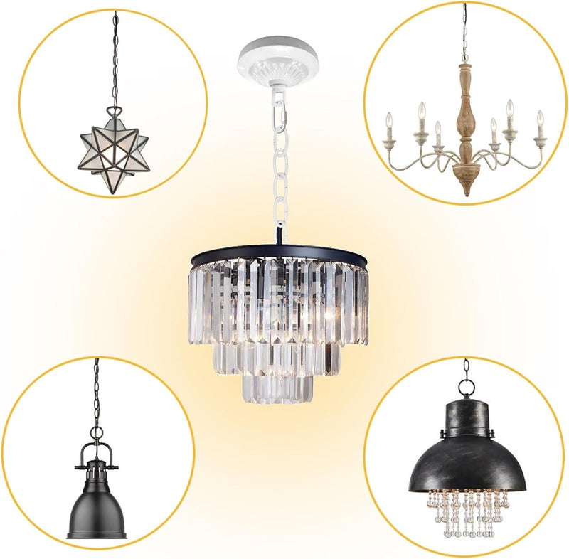 ECUDIS Light Fixture Canopy Kit, 5 Inches Diameter and 6 Feet Pendant Light Chain Includes Mounting Hardware for Chandelier or Swag Light Fixtures, Max Fixture Load of 50 Pounds (White) - Image 5